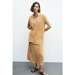 ZARA Rustic taupe Brown Knit Vest XS-S